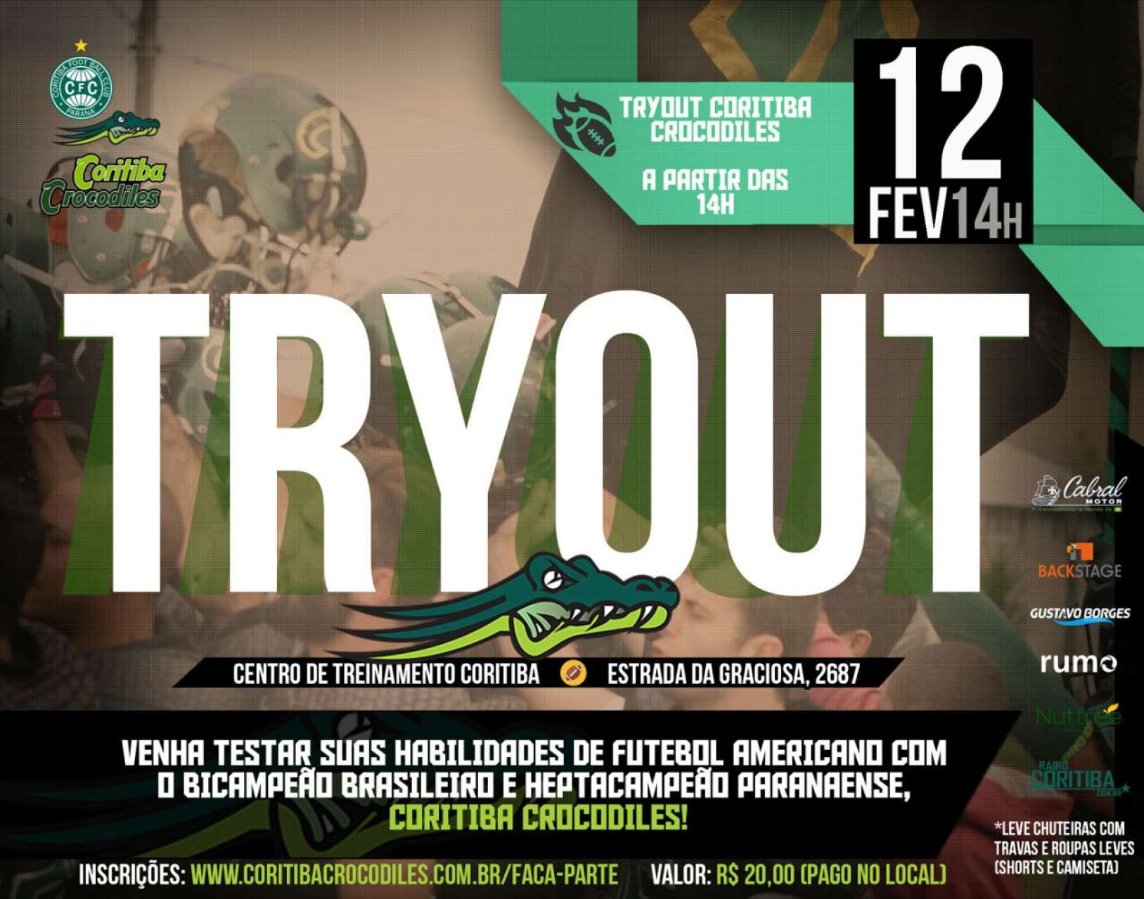 Crocodiles vai realizar tryout no CT do Coritiba