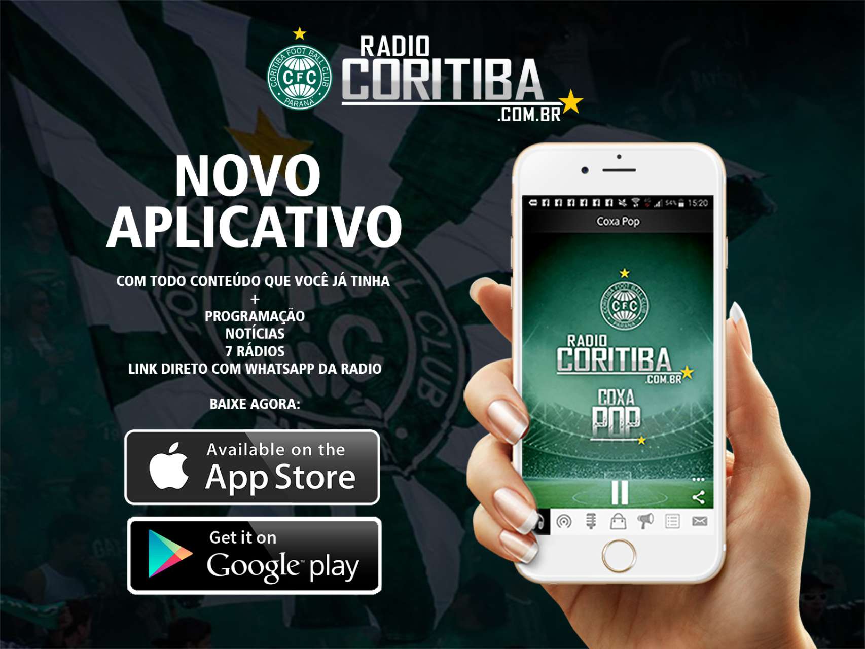 R�dio Coritiba lan�a novo aplicativo