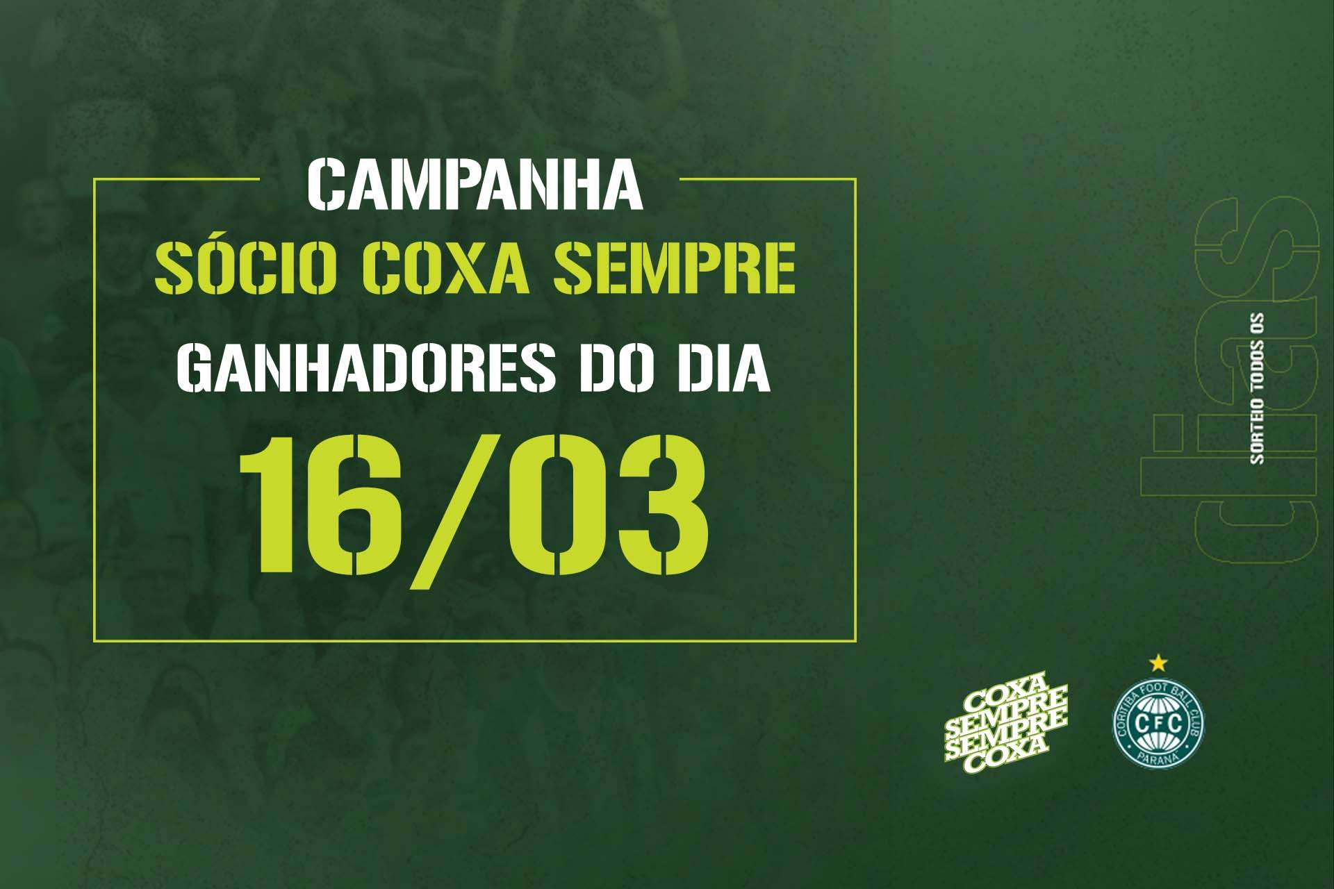 Vencedores do sorteio do dia 16/03