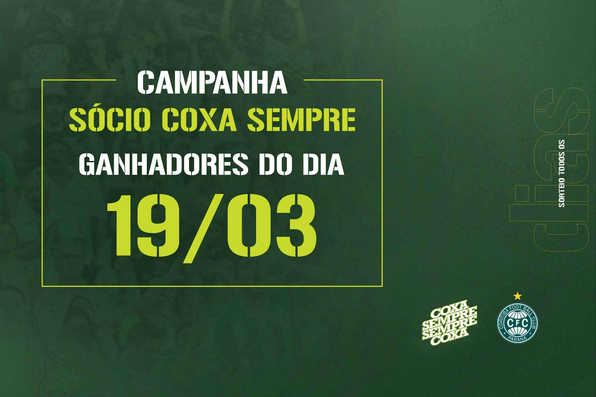 Vencedores do sorteio do dia 19/03