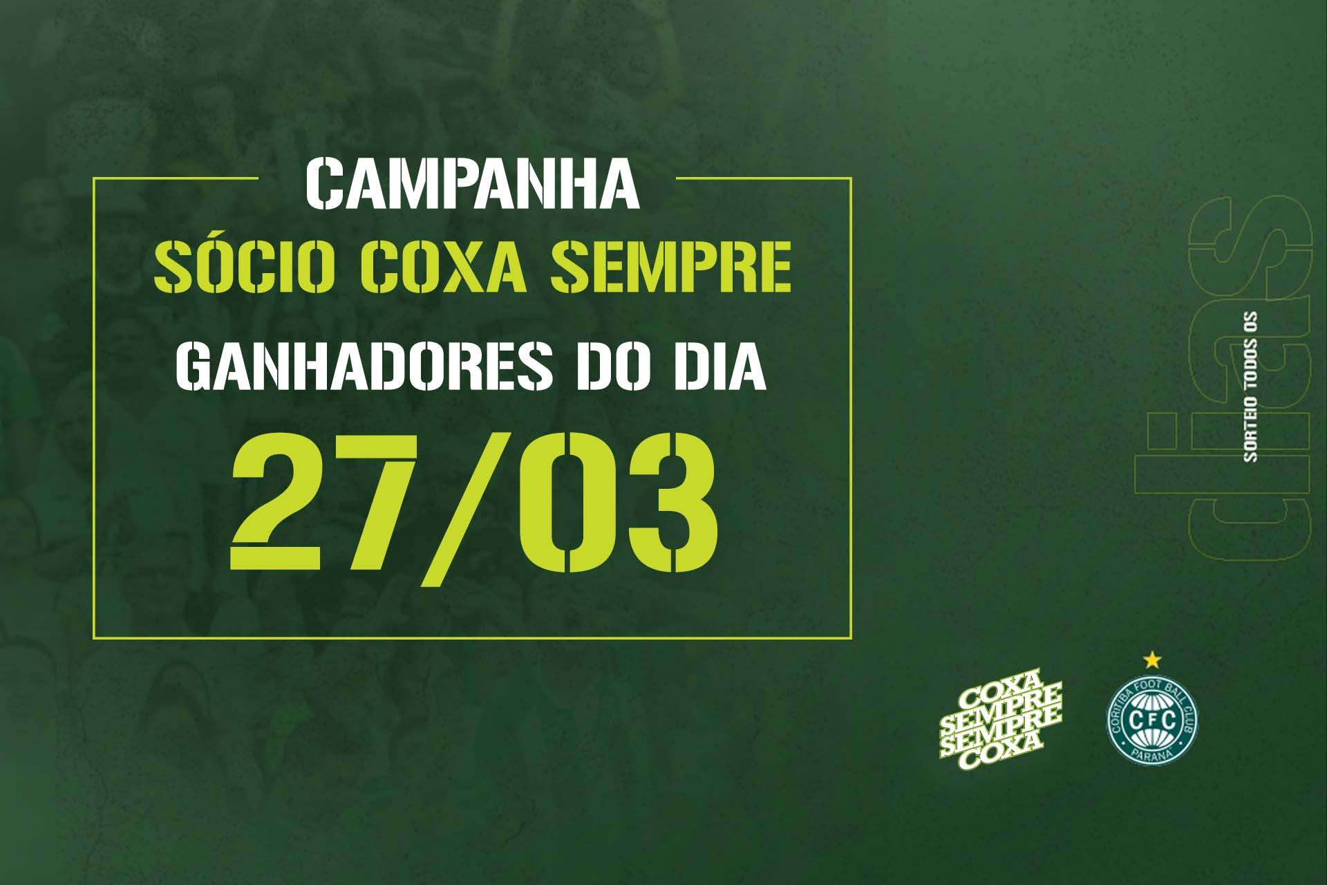 Vencedores do sorteio do dia 27/03