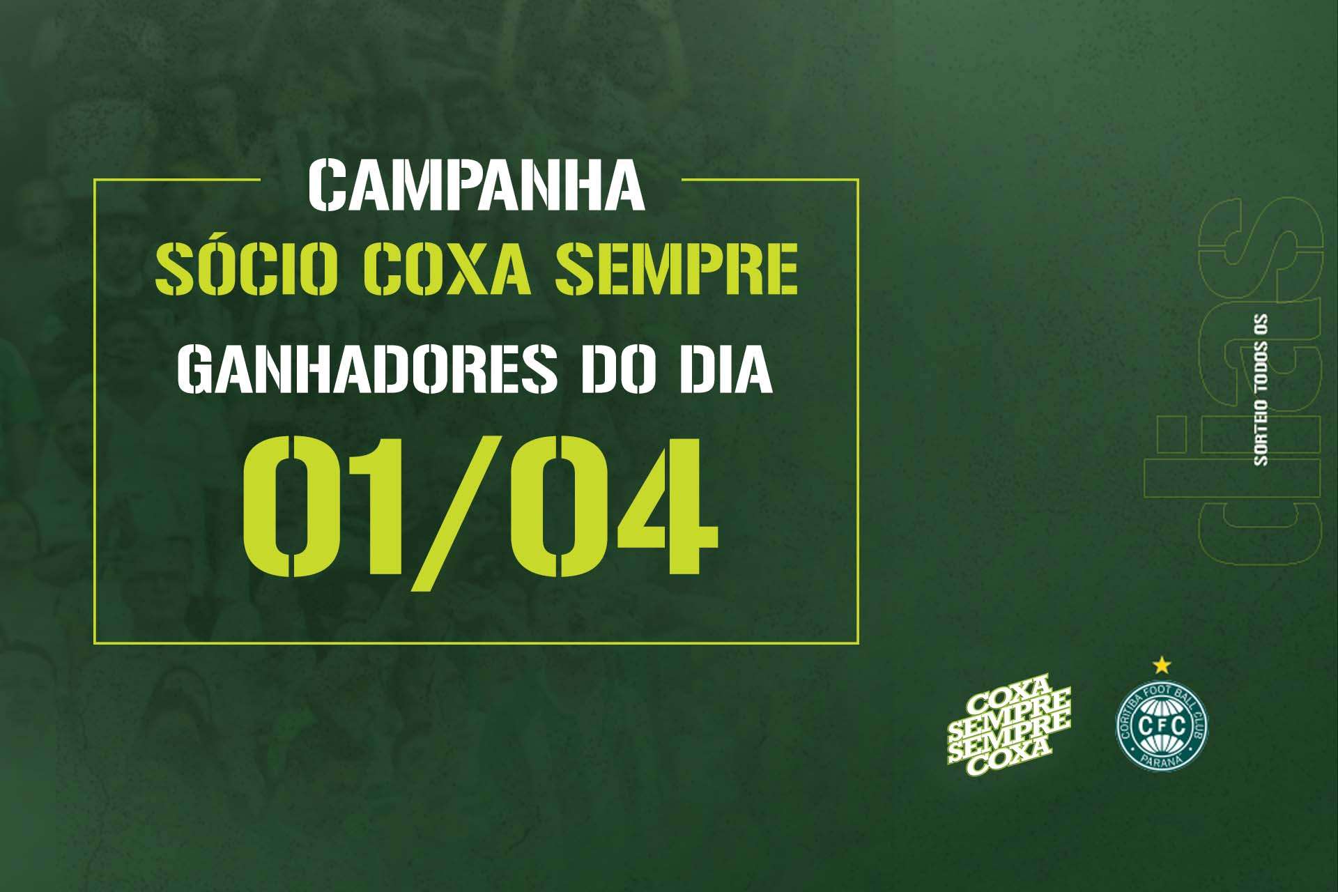Vencedores do sorteio do dia 01/04