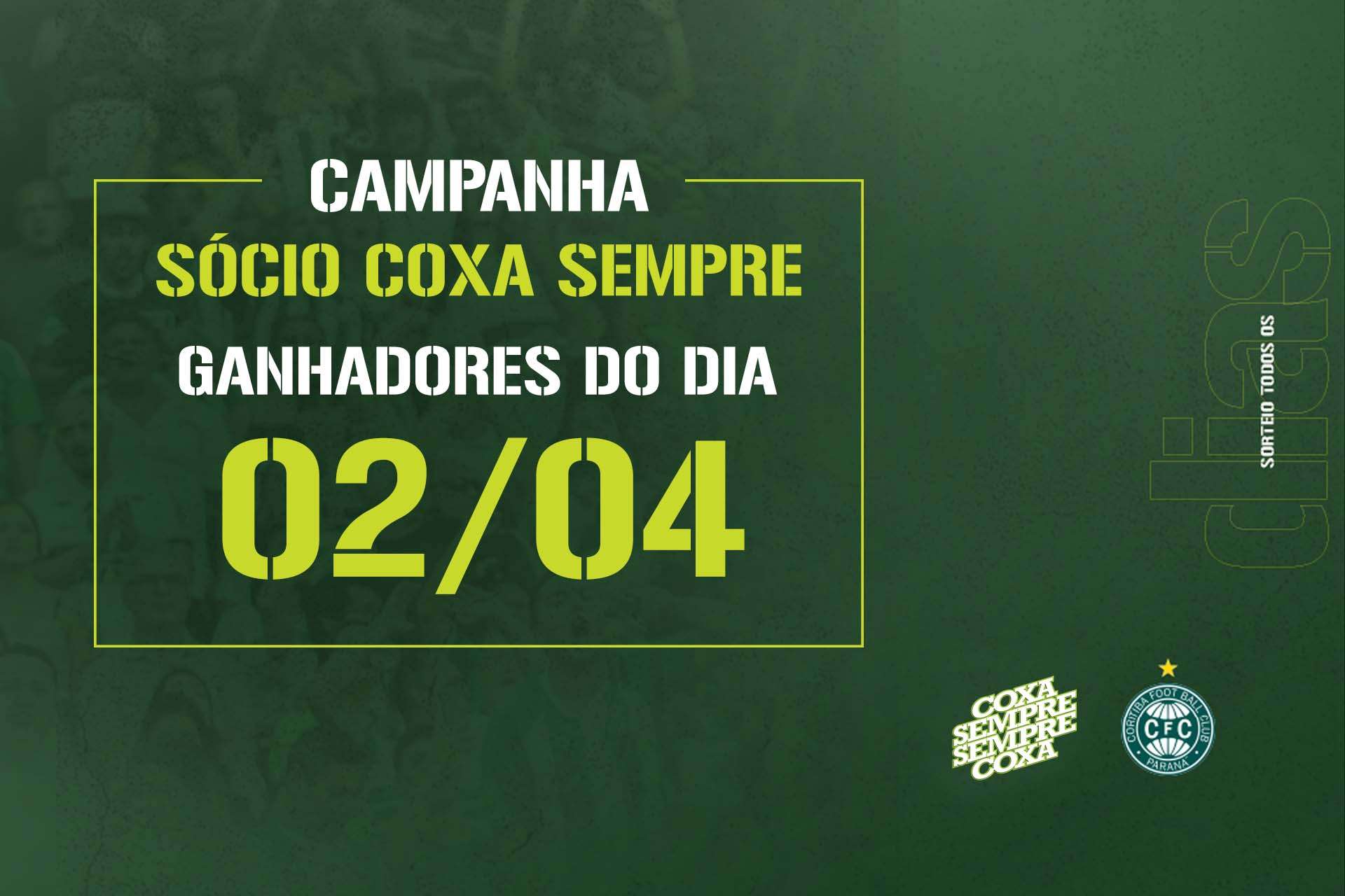 Vencedores do sorteio do dia 02/04