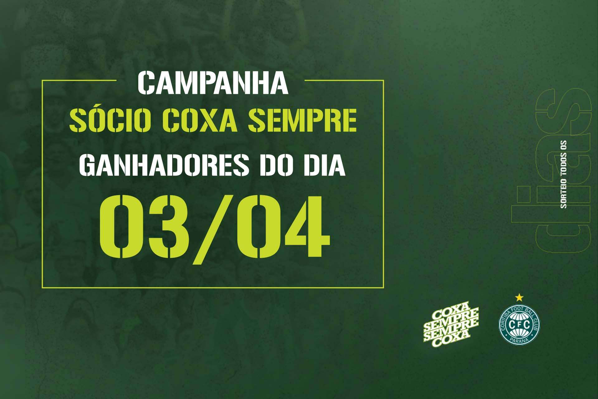 Vencedores do sorteio do dia 03/04