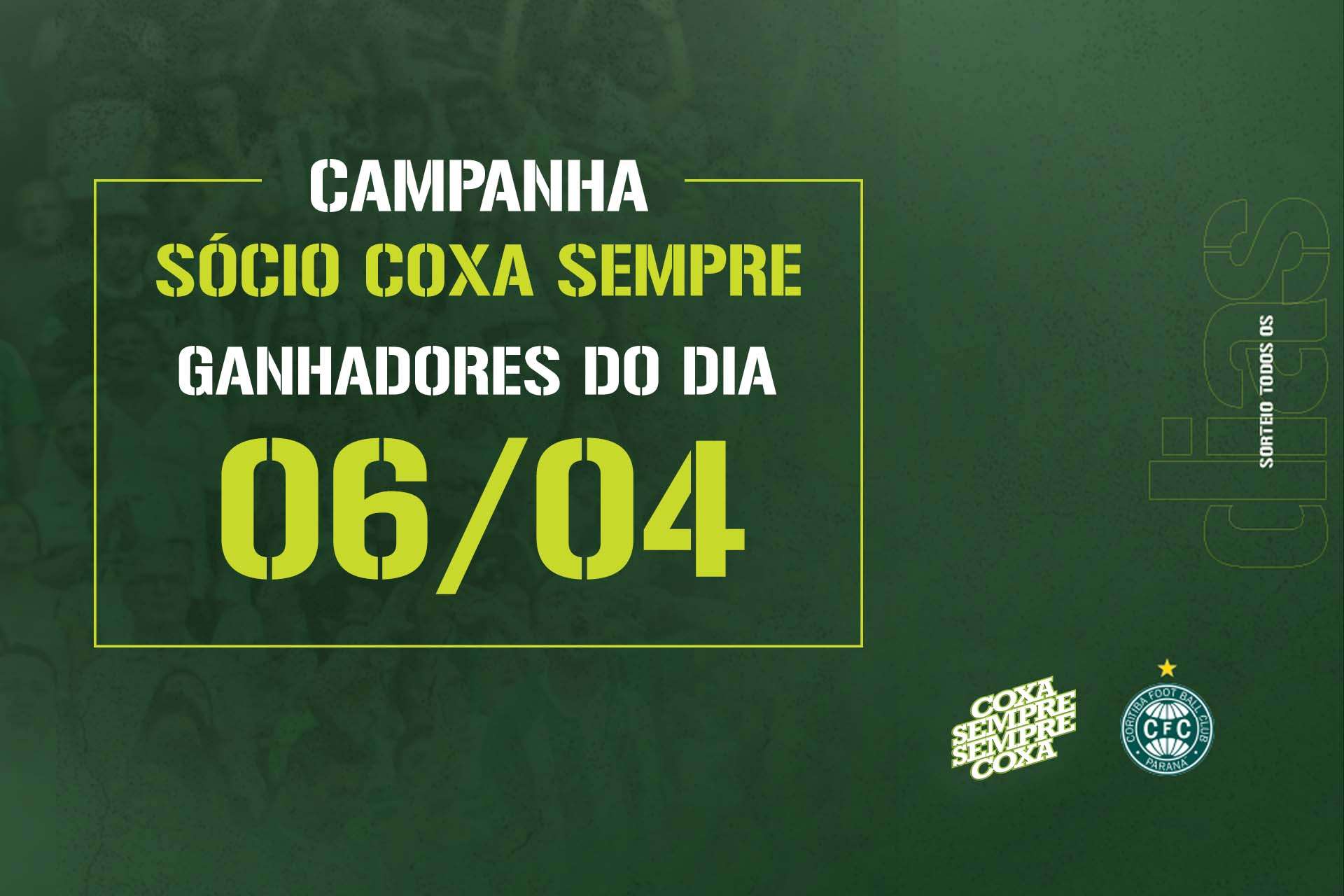 Vencedores do sorteio do dia 06/04