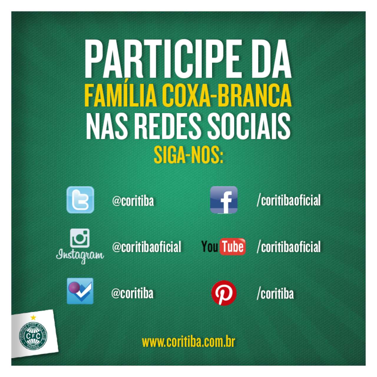 Siga seu time do cora��o nas redes sociais