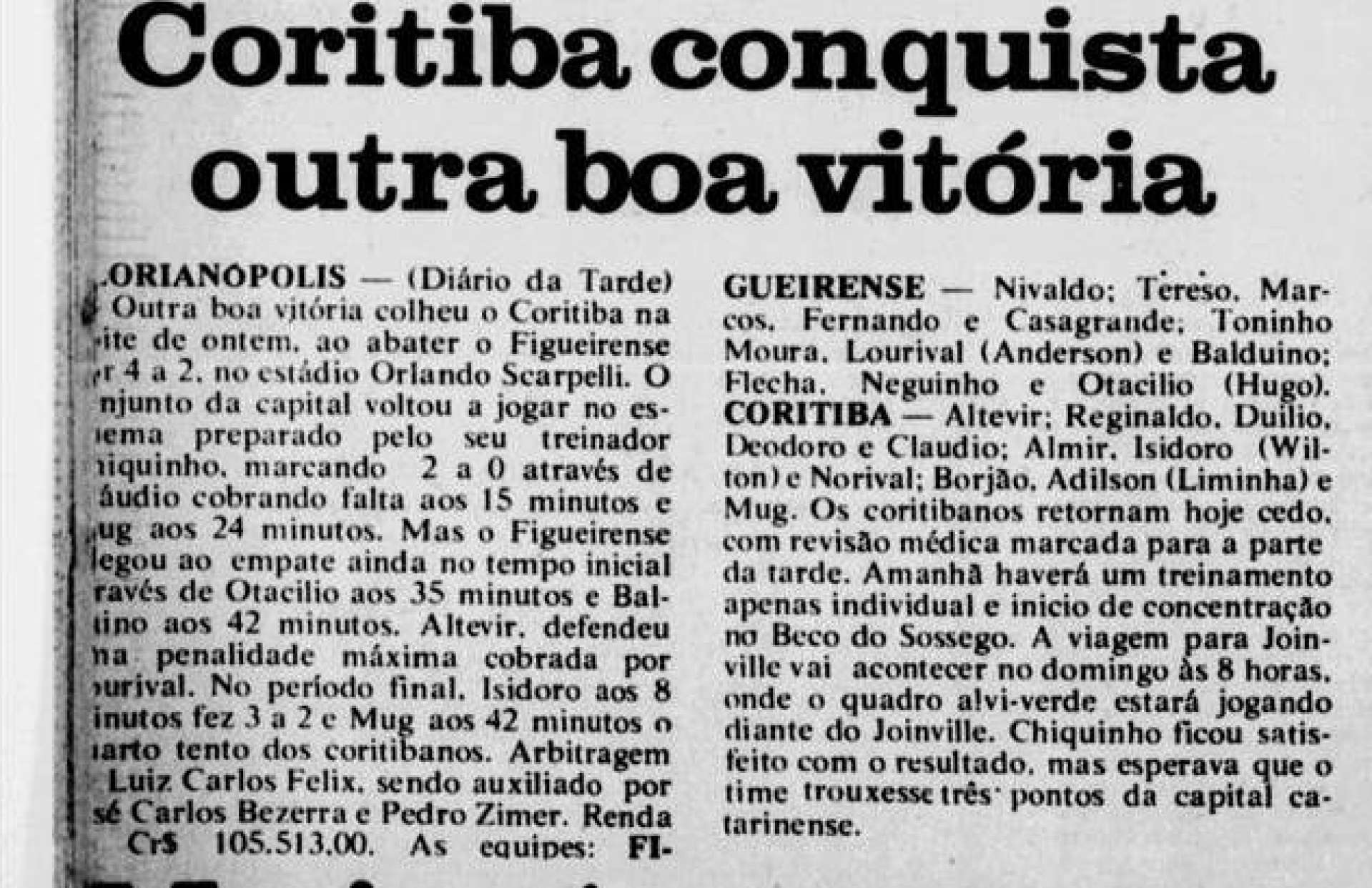 Hist�ria: Coritiba 4x2 Figueirense